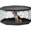 PawHut Beccucciolo con porte, finestre, box con rete traspirante, per cani di piccola e media taglia sotto i 20 kg, per interni ed esterni, 159 x 159 x 76 cm, nero