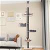 GYMAX Tiragraffi Albero per Gatti a Soffitto Regolabile in Altezza a 5 Livelli, Altezza 236-271 cm, con Pali Graffiati Avvolti, Amaca Accogliente, Letto Cesto, Cuscini Morbidi Rimovibili
