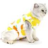 PAIDEFUL Tutina Post Operatoria Gatto Tuta da Recupero per Gatti Cani Body Cane Femmina Coni Alternativi Vestiti per Pulizia della Pelle Ferite Impedire Cura Leccata Dopo l'uso Chirurgico Limone XL