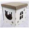 Pet's Solution Cuccia Gatto Legno tiragraffi Interno Pouf (Bianco M)