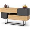 Shally Dogan Madia Consolle Moderna 145 cm con 2 Ante 2 Cassetti Quercia e Antracite