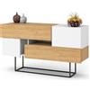 Shally Dogan Madia Consolle Moderna 145 cm con 2 Ante 2 Cassetti Zaffiro di Quercia e Bianco