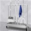 Dalumian Porta scopa e mocio con ruote, porta mocio mobile, carrello portautensili da pavimento, organizer per attrezzi da giardino con serbatoio in acciaio inox per interni ed esterni(24 hooks)