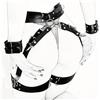 CSCLI 1 set di cintura a doppio strato e set di imbracature per maniche con rivetti, gambe in pelle Pu, anelli per le cosce, cinghie gotiche sexy per i fianchi del partito