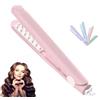 Generico Ferro arricciacapelli portatile da donna per capelli corti e lunghi, mini ferro arricciacapelli doppio e soffice, antiscottatura per tutti i tipi di capelli, per casa e viaggio (Pink)