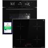 KKT KOLBE Set forno e piano induzione | Forno 60 cm nero BO8005FB, grill e aria calda | Piano induzione 59 cm IH85900ED 4 zone | Timer | Vetro protettivo | Blocco bambini | Inox | SET8005FBIH859ED