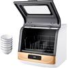 Zoobotanica Lavastoviglie da tavolo, mini lavastoviglie con 3 programmi, con attacco dell'acqua, utilizzabile per auto, display a LED, mini lavastoviglie per ufficio, campeggio, camper (nero e oro)