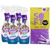 FEI FAN Detergente Multiuso Spray, Il Profumatore Igienizzante Superconcentrato, MAGIA DI FRUTTA. Deterge, Rimuove Germi e Batteri. Per Ambienti, Tessuti, Superfici, Pavimenti 750ml (4 Spray)+Panno In Lattice