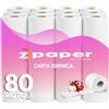 ZPAPER - 80 Rotoli di Carta Igienica, 100% pura cellulosa 2 Veli, morbida e resistente per la casa o l'ufficio