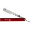 Focus Slim Al R28-2. Rasoio da barba a Mano libera per mezza Lametta. Corpo in Alluminio, Apertura istantanea. Leggero da Taschino. (Rosso)
