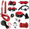 Accos Love Kit Bondage BDSM 12 pezzi, Set di restrizioni, Sex Toys per donne e coppie, Gioco di sesso a letto con manette per caviglie e benda e restrizioni per capezzoli (Rosso A 12 pezzi)