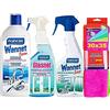 Dc Casa NUNCAS SET PULIZIA BAGNO GLASNET 750 ML + WANNET FORTE 500 ML + WANNET EASY 500 ML + pacco 5 panni in microfibra 30x40cm