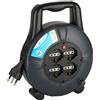 Electraline 49026 Prolunga Elettrica con Avvolgicavo 10 mt, 4 Prese Polivalenti, Schuko + 10/16A, Spina 16A, Sezione Cavo 3G1,5 mm²