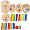 SZLIFE Gioco cilindrico Giocattoli da viaggio in legno Color Forme Giocattolo per bambini di 2-3 anni, 5 in 1