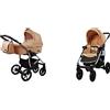 BabyLux Qbaro Passeggino 2in1 Deep e Passeggino con Accessori Regolabile e Pieghevole Costruzione in Alluminio Leggero 2 Opzioni di Montaggio Ruote Impenetrabili Impermeabili Beige