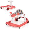 COSTWAY Girello per bambini 2 in 1, Girello con Altezza e Velocità Regolabili, Carillon con Luci e Cuscino Comodo, Primi Passi per Bambini 6-18 Mesi, Capacità di carico: 15 kg (Arancia)
