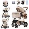 Lnhcrbs Passeggino Trio, Passeggino Ompacte Con Maniglia Regolabile In Altezza e Ompacte Compatto Dotato Di Seggiolino Auto, Zanzariera, Borsa Per La Mamma e Portabicchieri, Per 0-4 Anni