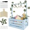 Eyoulife Cestino regalo per bambini con manico, 40 x 30 x 20 cm, con 26 lettere in legno, 1 corona di eucalipto, cassette in legno, buon regalo per gli amici durante le vacanze (celeste)