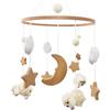 SWECOMZE Culla mobile per bambini in legno di pecora, colore beige, nuvole di luna, stella, per bambini, giocattolo per ragazze o ragazzi