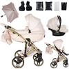 Junama Passeggino TRIO Candy Premium 01 Rosa e Oro - 2in1 3in1 4in1 + ombrellino (3 in 1 con Seggiolino Auto)