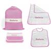 Tex family Set Asilo 4 Pezzi Personalizzato - Cotone Made in Italy - Sacco, Bavaglino, Asciugamano e Bustina con Ricamo Nome - Rosa