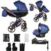 Junama Passeggino Diamond Fluo 2in1 3in1 4in1 (01 - blu, 4in1 con base ISOFIX)
