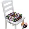 Surwin Rialzo da Sedia per Bambini, Teschio 3D Rialzo Sedia Bambini Cuscino Rialzo Cuscino per Sedia Regolabile Lavabile Smontabile con 2 Cinghie per Sedia da Pranzo (Amore,32x32x8cm)