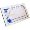 Sicierv set lenzuolino 3 pz lettino da ricamare con inserti in san gallo (blu)