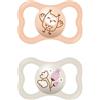 MAM Air Ciuccio in Set da 2, in Silicone Skinsoft con Custodia Porta Succhietto, 6-16 Mesi, Rosa & Crema
