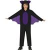 FIESTAS GUIRCA | Costume da Pipistrello Bambini (5-6 anni) - Tuta, Cappuccio e Ali - Costumi di Halloween e Feste in Maschera per Bambini - Nero e Viola