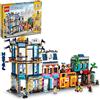 LEGO Creator Main Street 31141 Set di giocattoli da costruzione, 3 in 1 Contiene un edificio Art Déco della Città dei giocattoli, Market Street Hotel, Café Music Store e 6 minifigure, infinite possibi