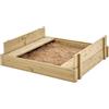 TP Toys Sabbiera in legno con coperchio, sabbiera da giardino e da esterni, con coperchio o panchina, 100 x 90 x 27 cm