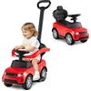 GYMAX Auto a Spinta per Bambini, Macchina Scorrevole a Piedi con Clacson e Suono di Avvio, Spazio di Stoccaggio Sotto Sedile, Maniglia a Spinta Rimovibile e Corrimano, per Bambini 18-36 Mesi (Rosso)