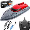 Goolsky 806 RC Barca 2.4G Telecomando Barca 20 KM/h Giocattolo Impermeabile ad Alta Velocità Barca RC Barca da Corsa Regalo per Bambini (con 1 Batteria, Rosso)