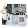 RELAX4LIFE Cucina Giocattolo per Bambini, Gioco Cucina in Legno con Frigo con Lavagna, Microonde, Forno, Macchina per il Ghiaccio, Mini Cucina per Bambini 3-6 Anni (Bianco, 82 x 24 x 80 cm)