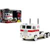 Jada Transformers G1 Optimus Prime Big Rig con grafica Ghostbusters Ecto-1, veicolo pressofuso, scala 1:24, porte apribili, cofano e bagagliaio, pneumatici in gomma, età 8+, colore: bianco/verde