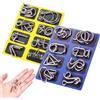 Generic Puzzle in Filo Metallico,Gioco Educativo E Stimolante | Set di 16 Pezzi Con Gioco Di Ad Anelli Interlacciati | Per Ufficio Scuola Viaggi Adolescenti Adulti Regali