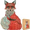 Lubiwood Volpe Furba (42x29 cm) Puzzle in Legno a Forma di Animale Unica - Migliora la Creatività - Fornito con Scatola Regalo in Legno