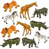 Baroni Toys Set 10 Animali Giocattolo in Plastica Realistici, Animali dello Zoo Assortiti max 15 cm, Compresi Leone Elefante Rinoceronte Giraffa Zebra - Adatto a bambini sopra i 3 anni