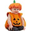 Generico Tutina Pagliacetto Neonato Halloween Costume Zucca 2 Pezzi Tutine Senza Maniche e Cappello Completo di Halloween per 0-24 Mesi (z1-Orange, 6-12 Months)