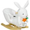 HOMCOM Cavallo a Dondolo per Bambini da 18-36 Mesi, Cavalluccio a Dondolo per Bambini Cavalcabile con Suoni Realistici, 60x33x50 cm, Bianco