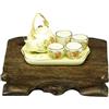 Wkldjf Elegante 1/12 Miniatura Ceramica Teaware con Teiera Quattro Tazze Vassoio Stili Cinesi Teaset Casa di Bambola Scena Display Decors Casa di Bambola Accessori