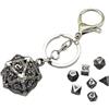 YlobdolY Mini set di dadi DND in metallo con drago volante cavo D20 portachiavi custodia per dadi antichi piccoli dadi in metallo set di dadi D & D portatile 7 pz set di dadi grigio scuro