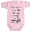 DANZA in VETRINA Body Neonato bebé Bimbo Bimba MIA Mamma Mi HA Fatto Bello, Mio Papa' Mi HA Fatto (Rosa, 6 Mesi)