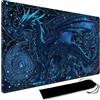 MPLRC PLAYMAT Tappetino da gioco MTG, con borsa per riporre nera, dimensioni 60 x 35 cm, tappetino da gioco MTG con zone e bordi cuciti, tappetino da gioco per carte collezionabili, tappetino per mouse con