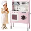 GYMAX Cucina Giocattolo per Bambini in Legno, Gioco Cucina con Accessori, Set da Gioco per Bambini con Luci e Suoni, Kit da Cucina Montessori con Abbricatore di Ghiaccio dai 3 Anni + (Stile 3)