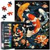 TISHIRON Koi Pesce 1000 Puzzle per adulti, Jigsaw Puzzle 1000 pezzi difficile e sfida fiori fioriti, 70 x 50 cm, puzzle famiglia gioco notte e decorazione per la casa (serie animali)