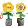 Generico Peluche girasole personalizzato che danza e canta con foto del viso, decorazione in peluche morbido per vaso come regalo di compleanno per bambini (Yellow)