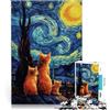 AITEXI Puzzle 1000 pezzi per adolescenti Gatto della notte stellata Giocattolo educativo antistress offerte come regali per tutta la famiglia 38x26cm