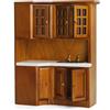 Odoria Casa delle Bambole Armadio da Cucina: 1/12 Scala Miniatura Lavello per Ristorante Moderno - Mini Mobile Cucinare Legno Marrone